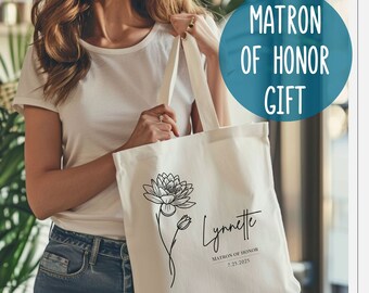 Personalized Tote Bag Gift for Maid of Honor Birth Month Flower Gift for Bridesmaid Tote Bag for Bridesmaid Proposal Gift for Bridal Party