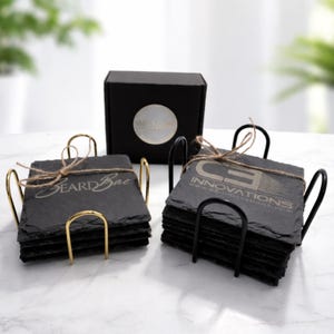 Personalized Coaster Set Engraved Slate Coaster Custom Wedding Gift Personalized Housewarming Gift for Newlywed Monogram Anniversary Gift