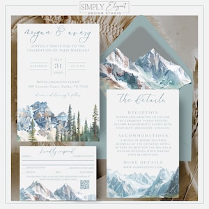 Mountain Wedding Invitation Template Download Printable Wedding Canva Template Sage Green Wedding Invitation Suite Rustic Wedding Invite MT1