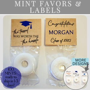 Custom Graduation Party Favor Labels Mint Candy Favor Mint to Succeed Graduation Decor Thank You Sticker DIY Favor Stickers Party Snack Bags