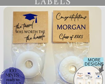 Custom Graduation Party Favor Labels Mint Candy Favor Mint to Succeed Graduation Decor Thank You Sticker DIY Favor Stickers Party Snack Bags