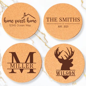 Personalized Coaster Set Engraved Slate Coaster Custom Wedding Gift Personalized Housewarming Gift for Newlywed Monogram Anniversary Gift image 8