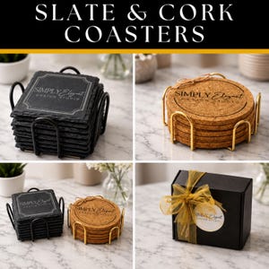 Personalized Coaster Set Engraved Slate Coaster Custom Wedding Gift Personalized Housewarming Gift for Newlywed Monogram Anniversary Gift image 2
