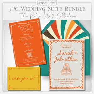 Hand Drawn Wedding Invitation Template Download Canva Retro Wedding Invitation Template Printable Wedding Template Funky Wedding Suite #R3