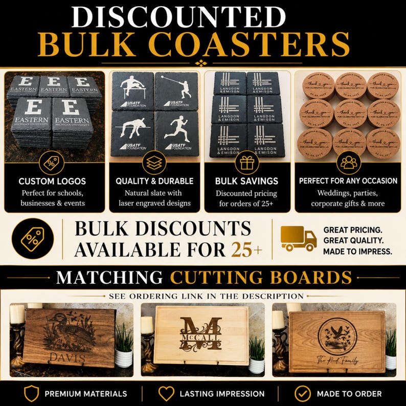 Personalized Coaster Set Engraved Slate Coaster Custom Wedding Gift Personalized Housewarming Gift for Newlywed Monogram Anniversary Gift image 9
