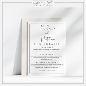 Minimalist Wedding Details Card Template Canva Digital Download Modern Wedding Details Template Printable Wedding Calligraphy Wedding ML1 image 6