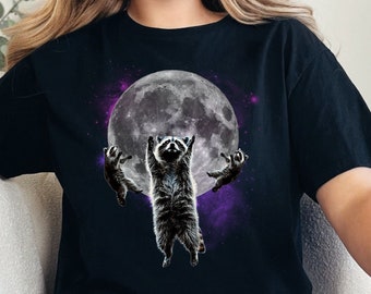 Chemise graphique lune raton laveur : t-shirt pour amoureux des animaux cosmiques