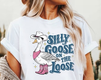 Camiseta Silly Goose: Ganso vaquero del oeste, camiseta de granja