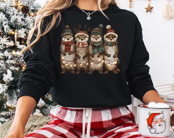 Christmas Otter Shirt, Otter Sweatshirt, Cute Otter Shirt, Christmas Gift, Unisex Tee, Otter Kids Shirt, Otter Holiday Shirt