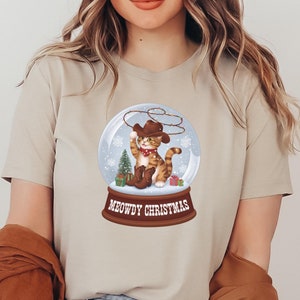 Meowdy Christmas Unisex Softstyle T-Shirt, Western Shirt, Christmas Cat Shirt, Meowdy Partner, Holiday Tee
