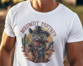 Meowdy Partner Cat T-Shirt: Western Cowboy Cat Lover Gift