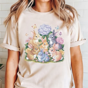 Cute Bunny Shirt Cute Rabbit Shirt Cute Bunny TShirt Gift For Bunny Lover Hare Shirt Floral Bunny Tshirt