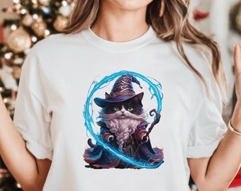 Wizard Cat T-Shirt: Funny Magic Feline Gift