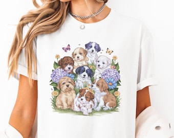 Floral Puppy T-Shirt: Cute Dog Lover Gift