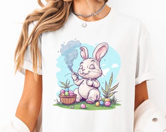 Funny 4/20 Easter Bunny Graphic Tee: Stoner Holiday Shirt