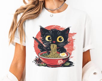 Kawaii Ramen kattskjorta: Retro japansk anime nudeltröja
