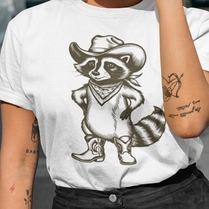 Vintage Cowboy Racoon Shirt Trash Panda Western Shirt Cute Racoon Tee Retro Gift For Racoon Lover 90s Graphic