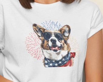 Corgis T-Shirt: Amerikanische Flagge 4.Juli Tee