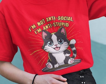 Antisoziales Katzen-Grafik-T-Shirt: Sarkastisches Kätzchen-T-Shirt