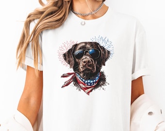 Superschönes Schokoladen Labrador T-Shirt: USA Unabhängigkeitstag Hundeliebhaber Geschenk
