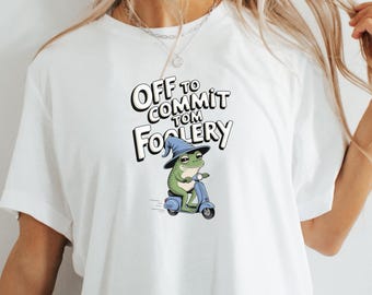 Funny Frog T-Shirt: Whimsical Wizard on Scooter, Cottagecore Humor