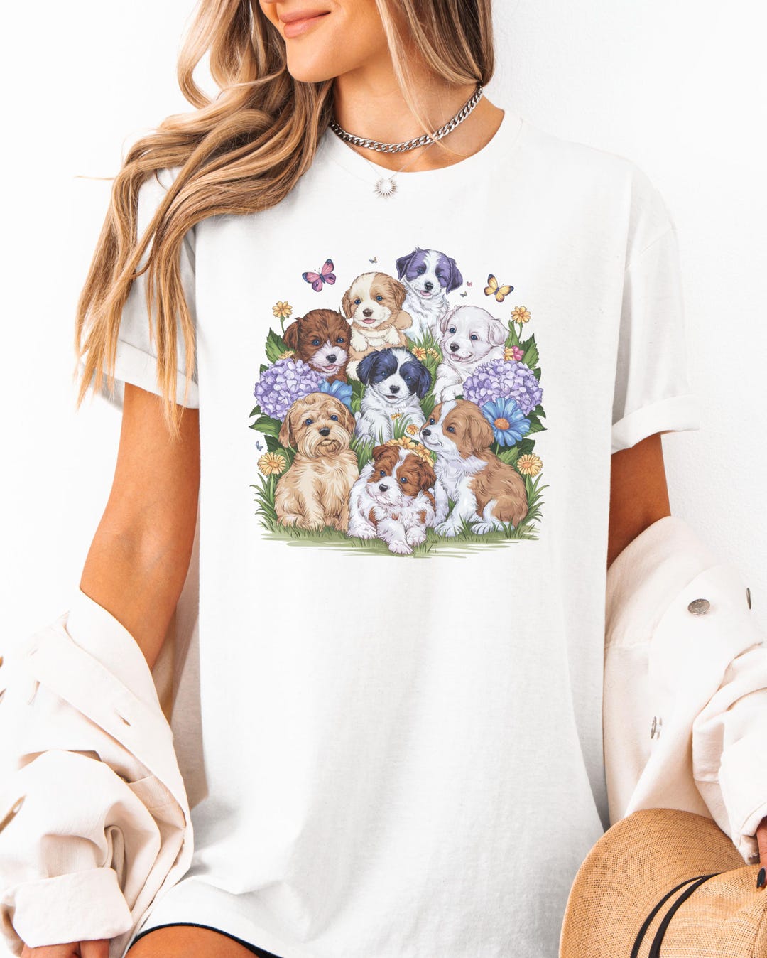 Cute Puppy Shirt Cute Dog Shirt Gift for Dog Lover Floral Puppy Shirt ...