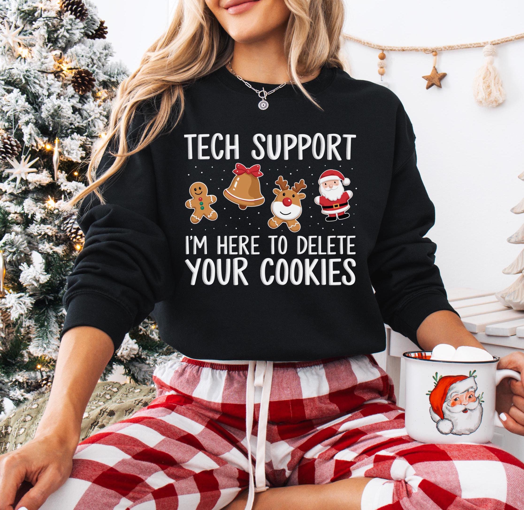 Funny Tech Support Christmas Shirt Cute IT Christmas Shirt Softstyle Tee I'm here To Delete Your Cookies Tee Computer Geek Gift
