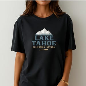 Lake Tahoe Shirt California Nevada Mountains Trees Paddle Vintage Nature Distressed Graphic Travel Hiking Outdoor Tee
