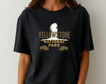 Yellowstone National Park Shirt: Retro Geyser Bison Tee