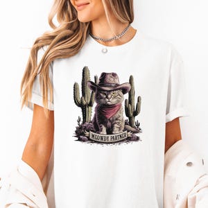 Meowdy Partner Cat Shirt Cowboy Cat TShirt Cute Cat Tee Funny Cat Shirt Western Shirt For Cat Lovers Cowboy Gift