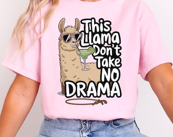 Funny Llama 'No Drama' Graphic Tee - Alpaca Lover Gift
