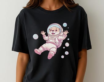 Astronaut Otter T-Shirt: Adorable Space Animal Tee