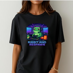 Ribbit och Respawn Gamer Frog-tröja: Vaporwave Neon Gaming-tröja