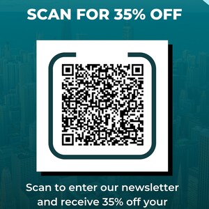K&ouml;nnte beinhalten: Ein wei&szlig;es Quadrat mit einem schwarzen QR-Code in der Mitte. Der Text "NeatPalDesigns" befindet sich oben im Bild. Der Text "SCAN FOR 35% OFF" befindet sich unter dem QR-Code. Der Text "Scan to enter our newsletter and receive 35% off your order today!" befindet sich unter dem QR-Code.