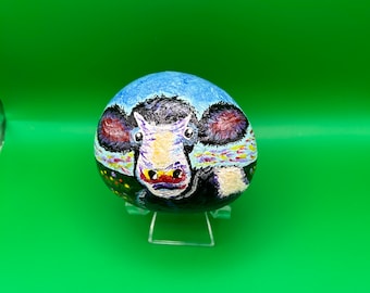 Hand painted Cow rock-Cow art-rock art-stone art-collectible cow-cow rock art-unique hand painted cow-Unique Cow gift-Memorial stone/rock