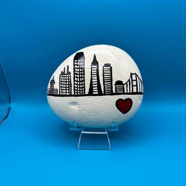 Hand painted San Francisco cityscape rock-San Francisco painted rock-art rock-stone art-San Francisco collectible art rock-City by bay rock