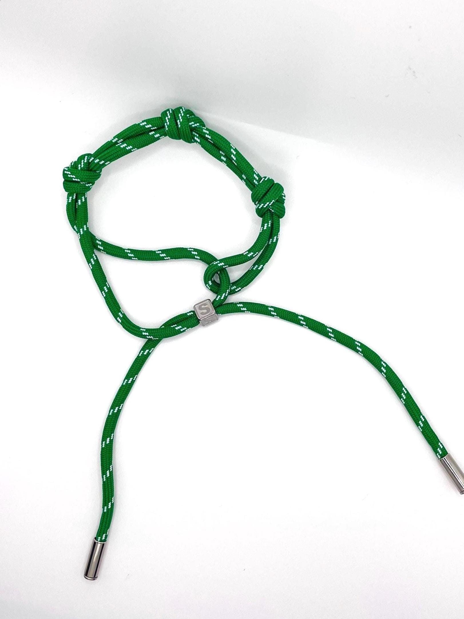 Adjustable Paracord Bracelet/Anklet with Letter Metal Bead - Silver Tone
