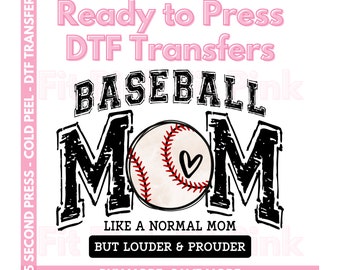 Baseball Mom DTF Transfers - Grunge Baseball Transfers - DTF Prints - Ready to Press Mother's Day Transfers - Trendy Mom Heat Transfers