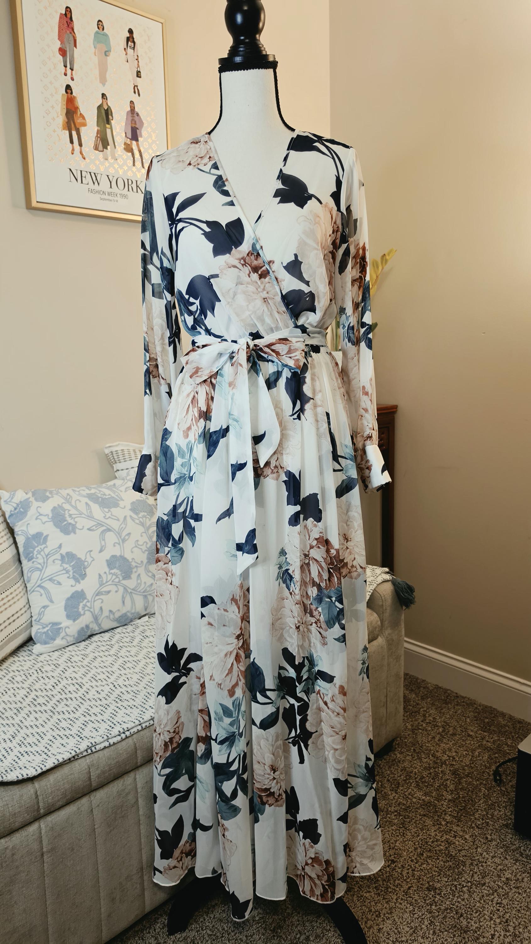 white knit maxi dress Long white knit dress with fitted waist
