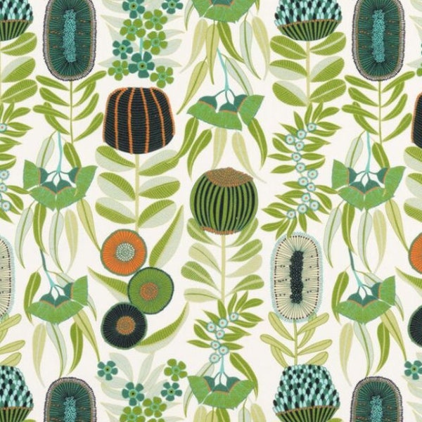 Green Australian Fabric, Jocelyn Proust design fabric, fabric per yard