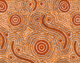 Aboriginal Indigenous Fabric, Goanna Dreaming Art design fabric, Stoff, Massenware, Australien