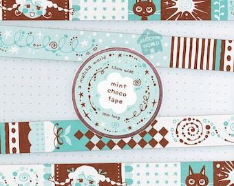 Cinta washi de menta y chocolate (PRE-ORDEN)