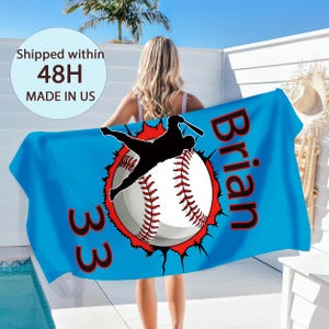 Custom Baseball Beach Towel,Personalized Kids Name Towel,Sport Themed Swim Towel,Graduation Gifts For Boys,Lets Make Memories Beach Towel