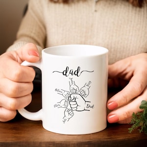 Personalisierte Kindernamen Kaffeetasse für Papa, Papa Tasse mit Namen, Vatertagsgeschenk, Ehemann Geschenk, neuer Papa Geschenk