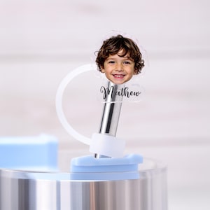 Custom Straw Topper with Photo, Personalized Face Straw Topper, Custom Photo Straw Cover, Funny Cup Accessories, Big Face on Straw, Mom Gift