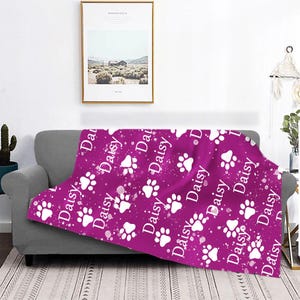 Personalized Pet Name Blanket, Custom Puppy Name Blanket, Cat/Dog Name Blanket, Gift For Dog Lover, Pet Memorial Blanket, Pet Lover Gift image 2