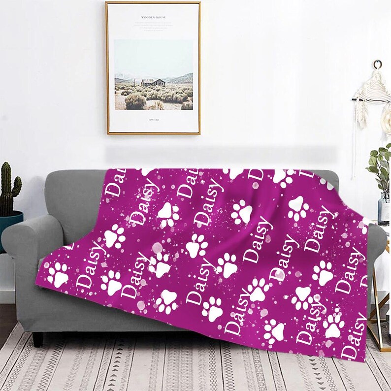 Personalized Pet Name Blanket, Custom Puppy Name Blanket, Cat/Dog Name Blanket, Gift For Dog Lover, Pet Memorial Blanket, Pet Lover Gift image 2