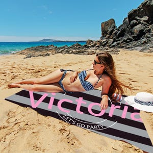 Rainbow Custom Beach Towel, Personalized Colorful Name Pool Towel, Anniversary Birthday Christmas Towel Gift For Him/Her,Beach vacation Gift