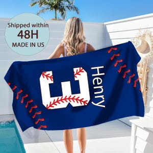 Personalized Baseball Beach Towel,Custom Name Kids Beach Towel,Personalized Cool Sports Towel,,Baseball Team Gifts,Monogrammed Swim Towels
