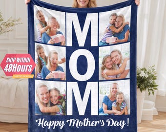 Individuelle Foto College Decke für Mama, personalisierte Mama Decke mit Fotos, Mutter Bild Collage Decke, Geschenk für Mama, Muttertagsgeschenk